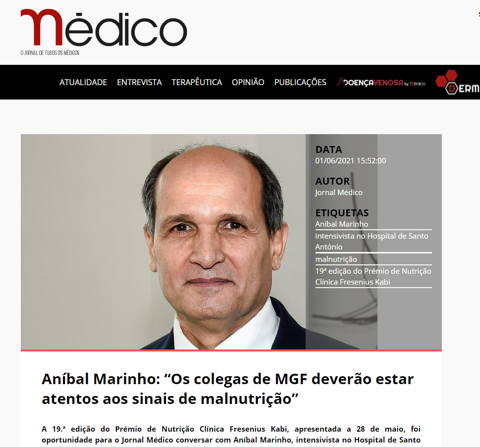 Aníbal Marinho: “Os colegas de MGF deverão estar atentos aos sinais de malnutrição”