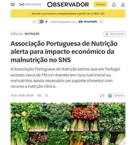 Associação Portuguesa de Nutrição alerta para impacto económico da malnutrição no SNS