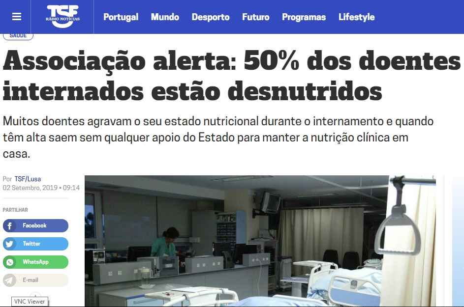 Associação alerta: 50% dos doentes internados estão desnutridos