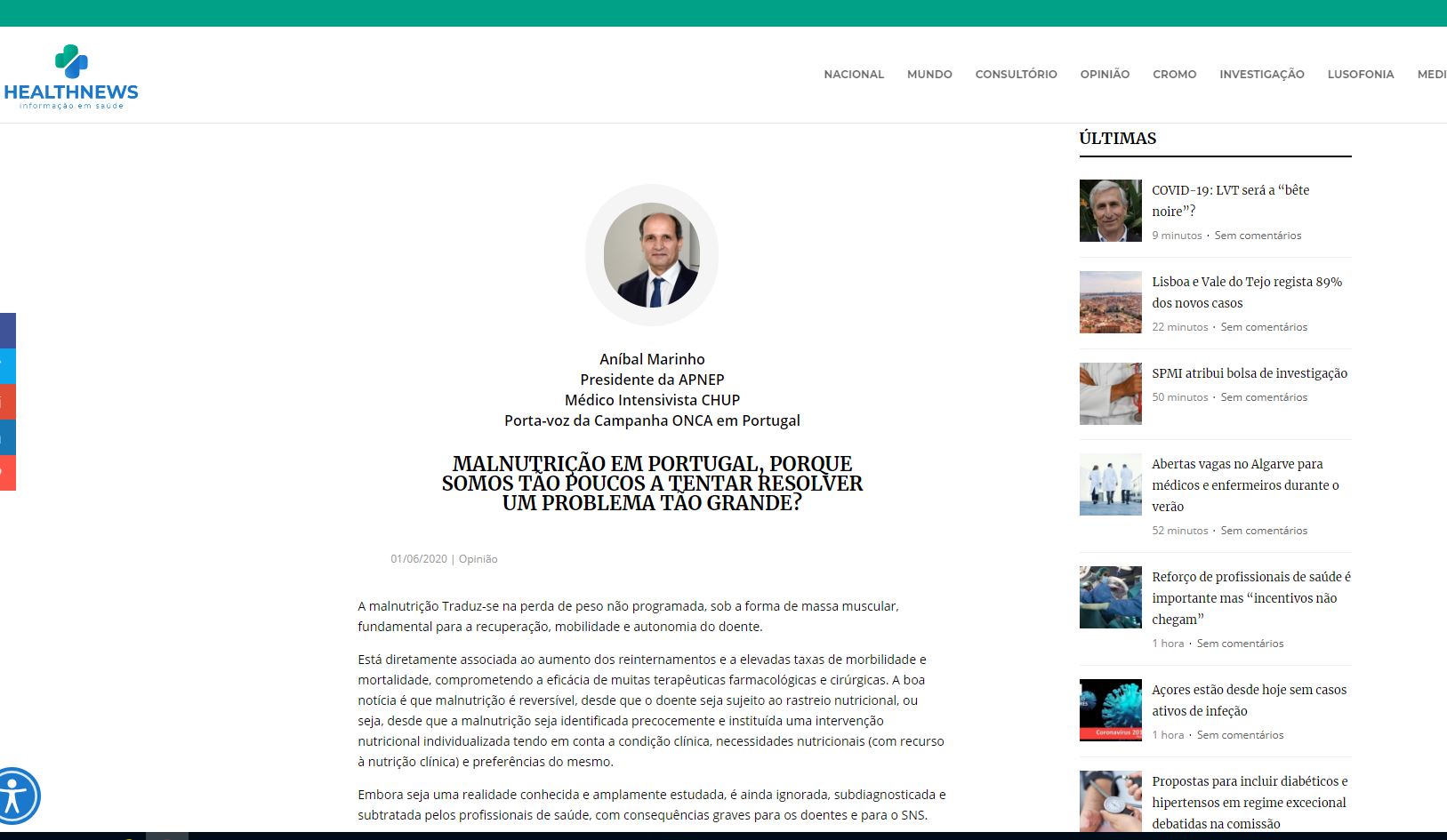MALNUTRIÇÃO EM PORTUGAL, PORQUE SOMOS TÃO POUCOS A TENTAR RESOLVER UM PROBLEMA TÃO GRANDE?
